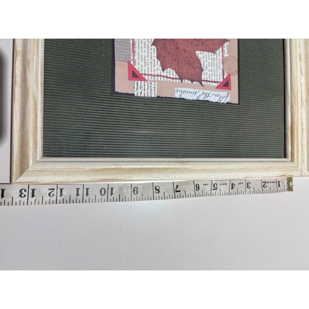 VTG Framed Leaf Wall Art Set of 3 Botanical Collage Prints Rustic‎ Decor Serene